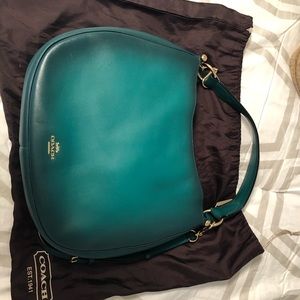 Coach Green Leather Hobo Style Shoulder Bag